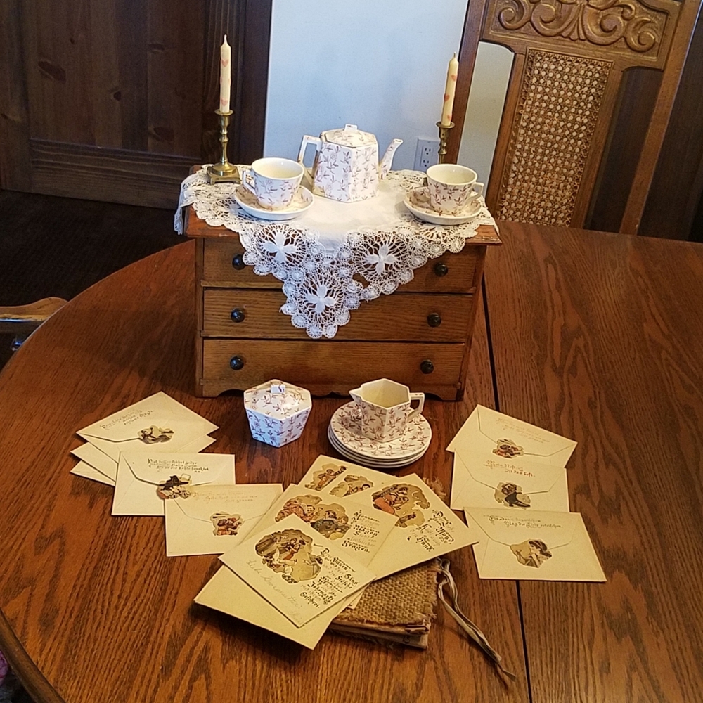 Antique chest & tea set